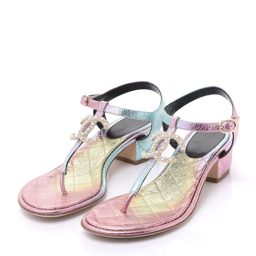 Chanel iridescent thong sandals
